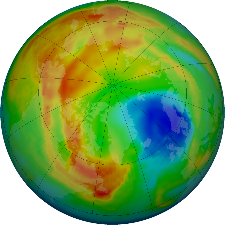 Arctic ozone map for 27 January 1992